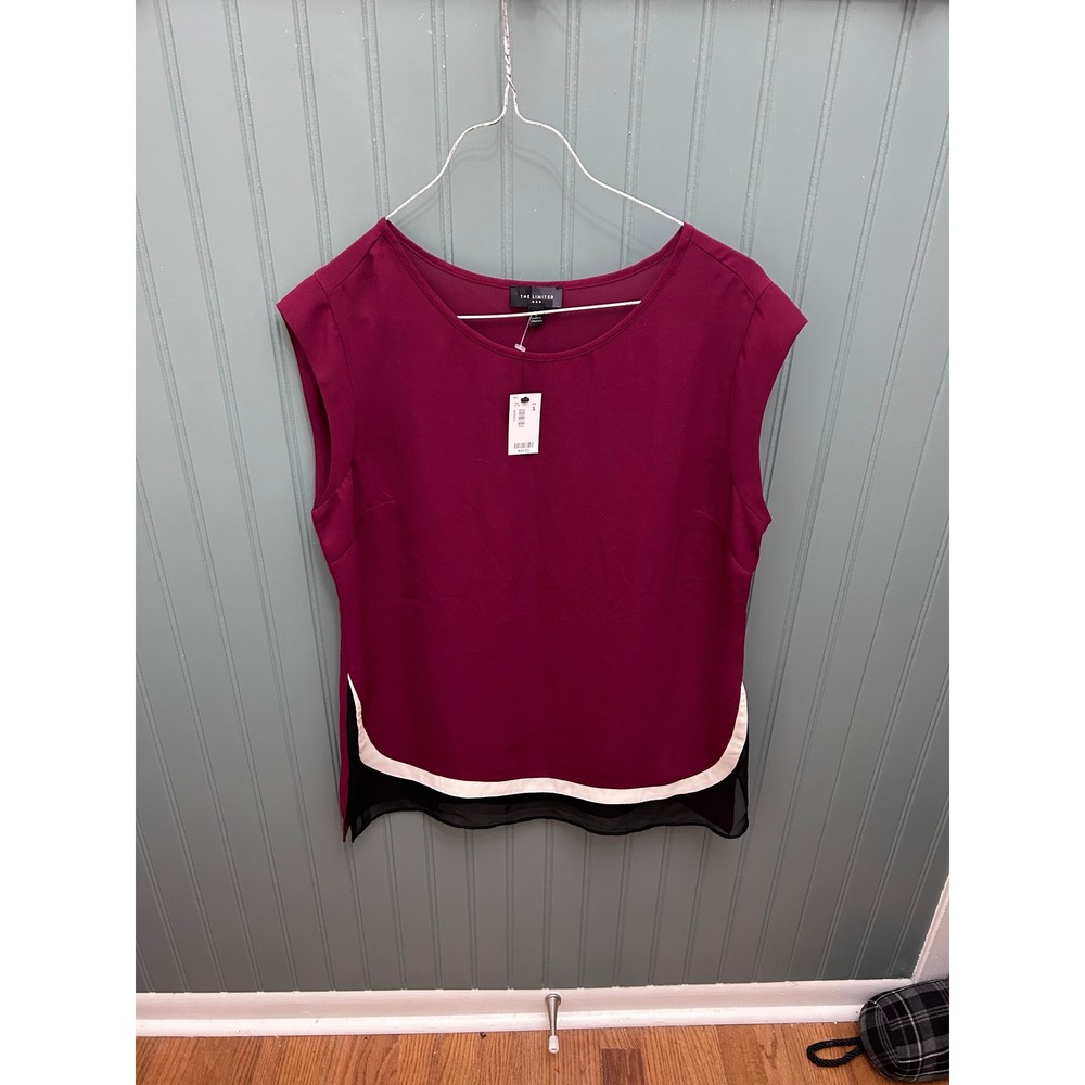 The‎ Limited Burgundy Sleeveless Colorblock Layered Blouse Top - Size S